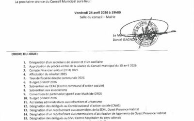 Conseil Municipal du 24.04.2026 – CONVOCATION