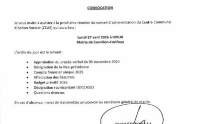 Conseil d&rsquo;Administration du CCAS le 27.04.2026 – CONVOCATION