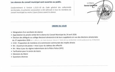 Conseil Municipal du 05.06.2026 – CONVOCATION