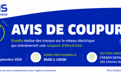 Avis de Coupure // Enedis // Jeudi 03 septembre 2026
